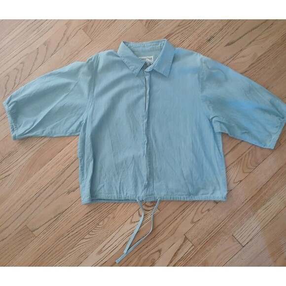 Classic Blues by Wrangler 100% Cotton Top Women's Large Blue Denim Zip Up - Picture 7 of 14